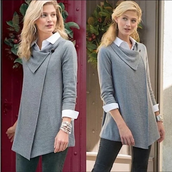 Soft Surroundings Wool Blend Wrap Waterfall Cardigan Sweater Topper Duster - Picture 1 of 10